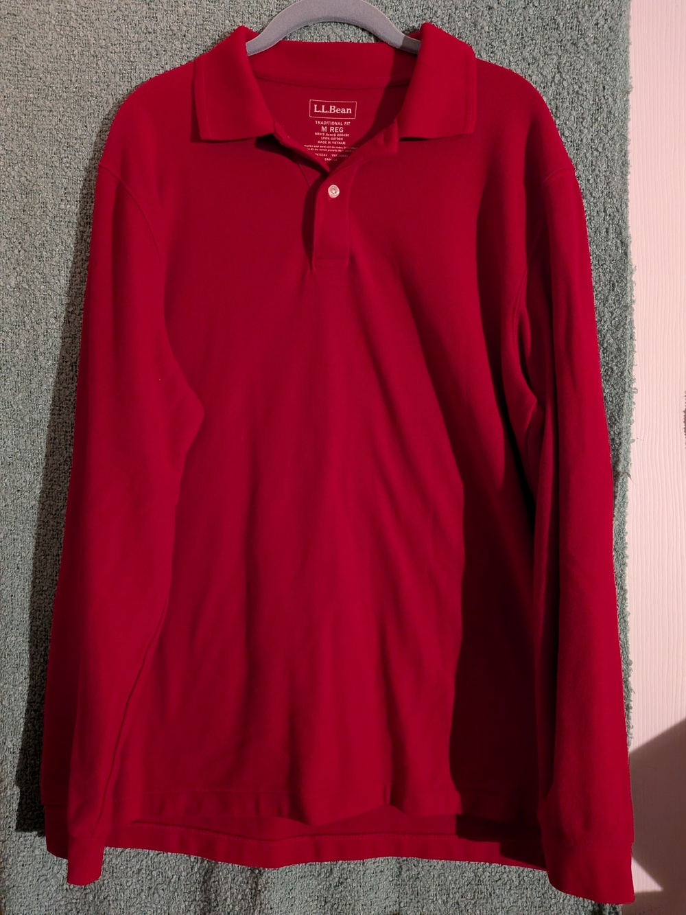 L.L. Bean Men's Long-Sleeve Polo in Red